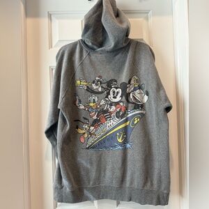 Disney Cruise Line Hoodie Zip Up Gray Size large Mickey Minnie Goofy Disneyland